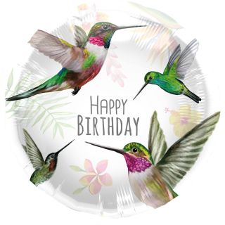 18" Hummingbird Happy Birthday Foil Balloon