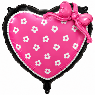 22" Bamboo Party Bows And Heart Pink Foil Balloon