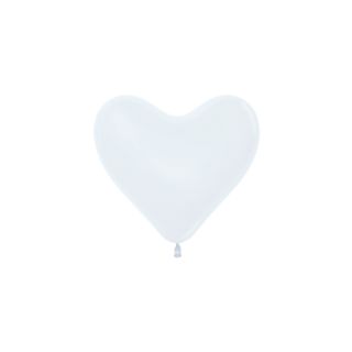 6" Sempertex Hearts White 005 Latex Balloons 50ct