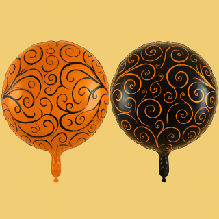 18"  Black and Orange Swirl Halloween Foil Balloon 