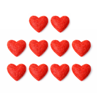 75mm Red Hearts On A String Hessian Garland 10ct