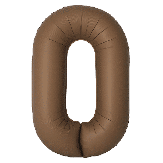 34" Matte Choco Number 0 Flexmetal Foil Balloon