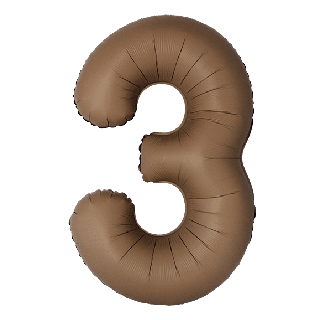 34" Matte Choco Number 3 Flexmetal Foil Balloon