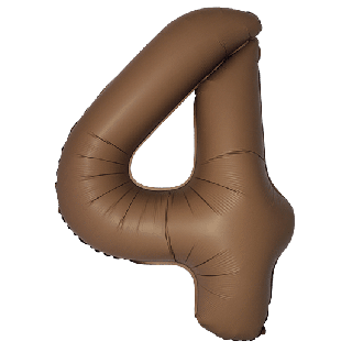 34" Matte Choco Number 4 Flexmetal Foil Balloon