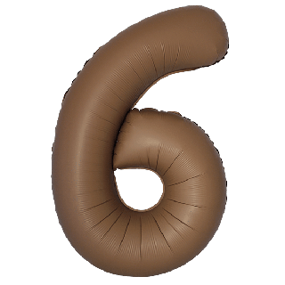 34" Matte Choco Number 6 Flexmetal Foil Balloon