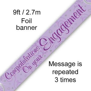 9ft Oaktree Congratulations On Your Engagement Lilac Foil Banner