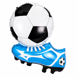 Blue Football Boot With Football Foil Balloon