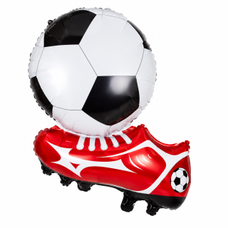 Red Football Boot With Football Foil Balloon
