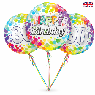 18" Oaktree Birthday Colourful Confetti Foil Balloon Age Options Available 