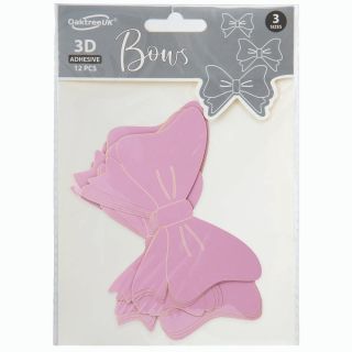Bows 3D Pastel Lavender Self Adhesive 3 sizes 12pcs