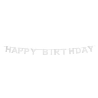 Cardboard Silver Glitter Letter Banner 'Happy Birthday' 2.0m