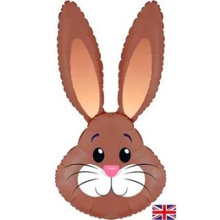 35" Cute Rabbit / Bunny Head Brown Metallic Foil Balloon