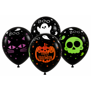 12" Sempertex Black Halloween Friends Latex Balloons 25ct