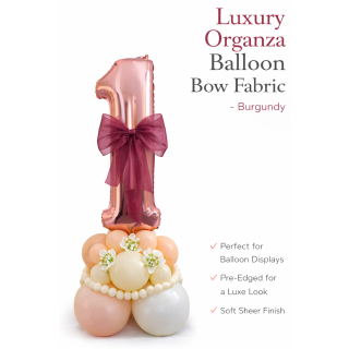Organza Balloon Bow Fabric Burgundy