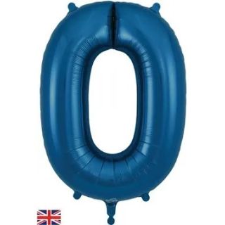 34" Navy Blue Metallic 0 Number Oaktree Foil Balloon