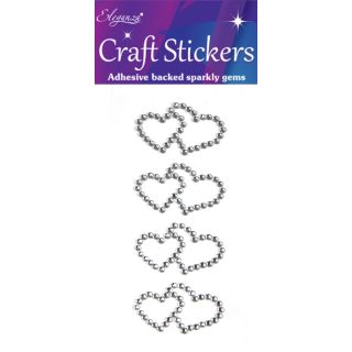 Eleganza Craft Stickers Diamante Open Hearts Silver