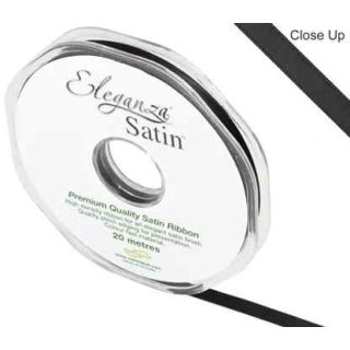 Eleganza Satin Double Faced Black Ribbon 6mm x 20m