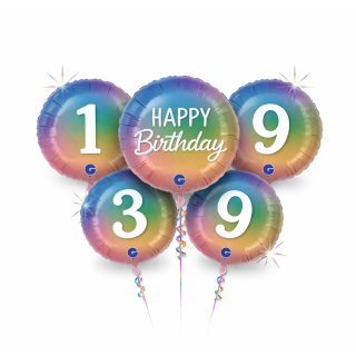 18" Rainbow Holographic  Age Options Available Foil Balloon