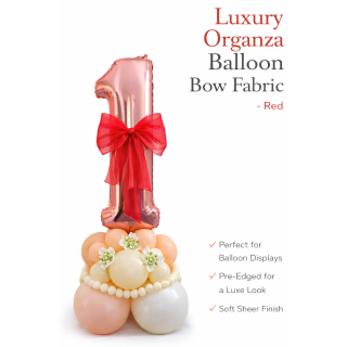 Organza Balloon Bow Fabric Red