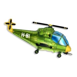 38" Flexmetal Helicopter Green Foil Balloon