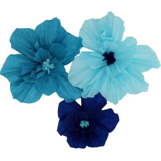 Flower Set Bold Blue Crepe Paper 3 pieces