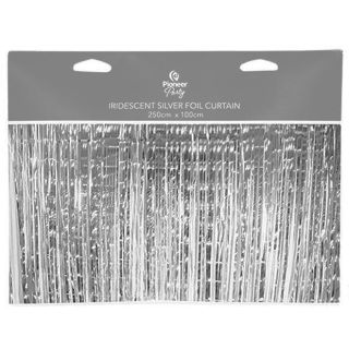Foil Door Curtain Iridescent Silver 250cm x 100cm