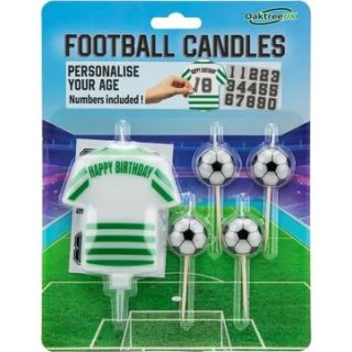 8cm Football Shirt Candle Green and White Stripe