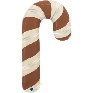 35" Chocolate Swirl Candy Cane Foil Balloon