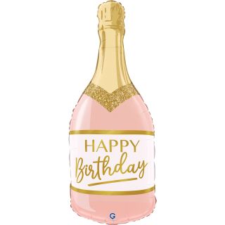 32" Pink Birthday Bottle Foil Balloon