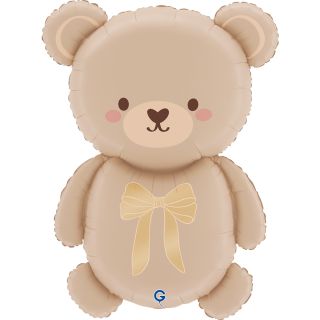 32" Cream Teddy Bear Foil Balloon