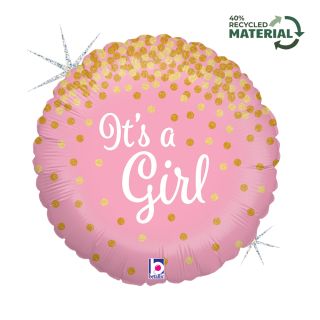 18" It's A Girl Pink and Gold Foil Balloon
