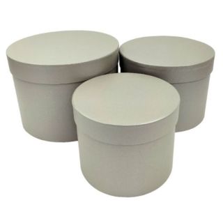 Hat Box Silver Set of 3 Largest D20cm x H14.5cm