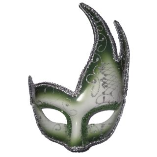 Green Venetian Masquerade Mask with Sparkling Diamantes
