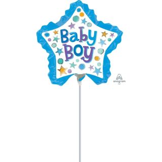 Mini Baby Boy Star with Ruffled Edge Foil Balloon