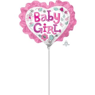 Mini Baby Girl Floral Star with Ruffled Edge Foil Balloon