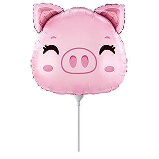 Mini Flexmetal Pig Head Pink Foil Balloon