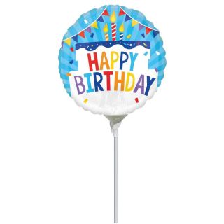 Mini Happy Birthday Cake & Bunting Foil Balloon