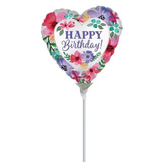 Mini Happy Birthday Florals Foil Balloon