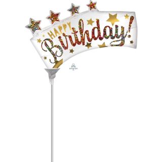 Mini Happy Birthday Glitter Banner Foil Balloon