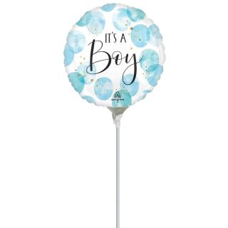 Mini It's A Boy Blue Watercolour Foil Balloon