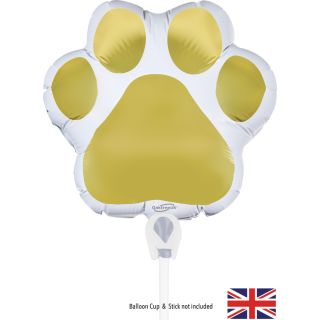 Mini Paw Print White/Gold Foil Balloon