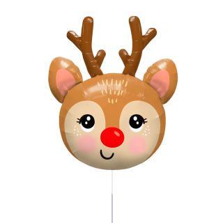Mini Reindeer Head Christmas Foil Balloon