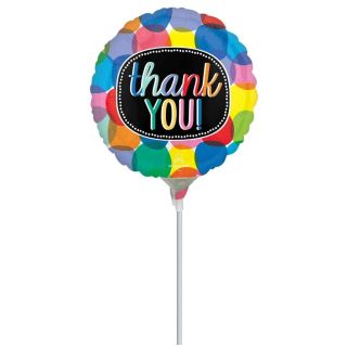 Mini Thank You! Multi-Coloured Bubbles Foil Balloon
