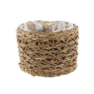 Natural Seagrass Round Basket with Liner - D21cm x H15.5cm 