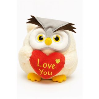 22cm Cream Adorable Owl With Heart