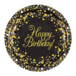 Oaktree Sparkling Fizz Geburtstagsballon – 45,7 Cm, Holografisch In Schwarz/Gold, Für Helium