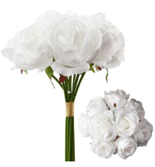 White Rose Bunch 27cm 9 Heads