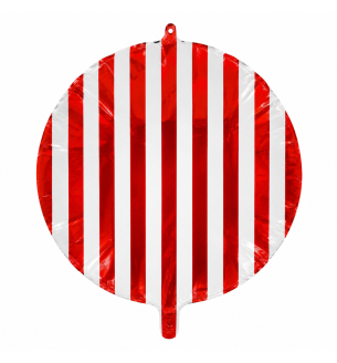 18" Bamboo Party Round Red Stripe Unpackaged Foil Balloon