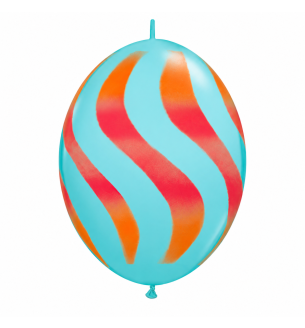 12" Wavy Stripes Quick Link Blue & Dark Red Latex Balloons 50ct