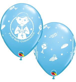 11" First Holy Communion Boy Blue Latex Balloons 25ct
